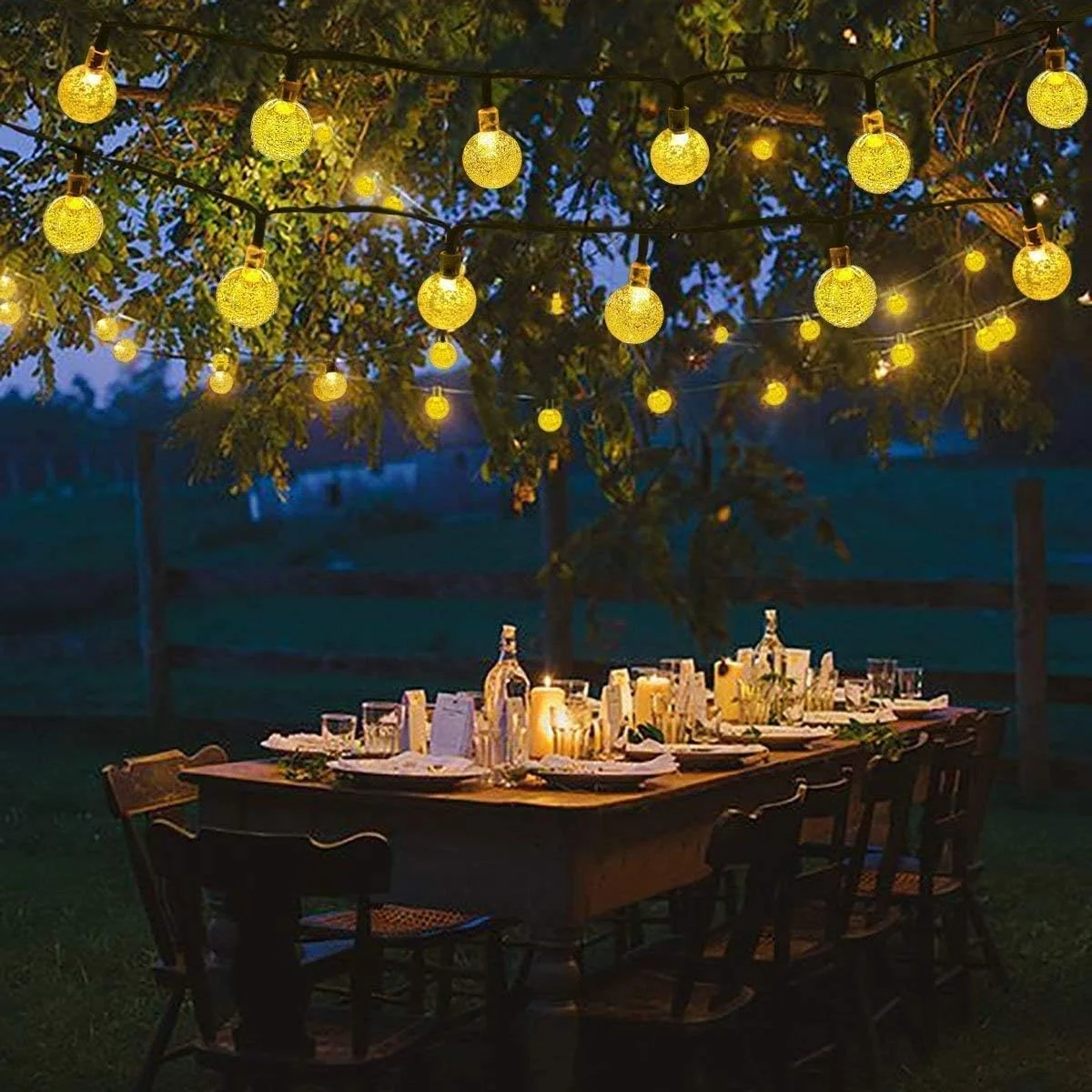 Guirnalda de luces solares de 8 modos, luz de hadas para exteriores, impermeable, Lámpara decorativa para atmósfera de camping, decoración de fiesta de jardín