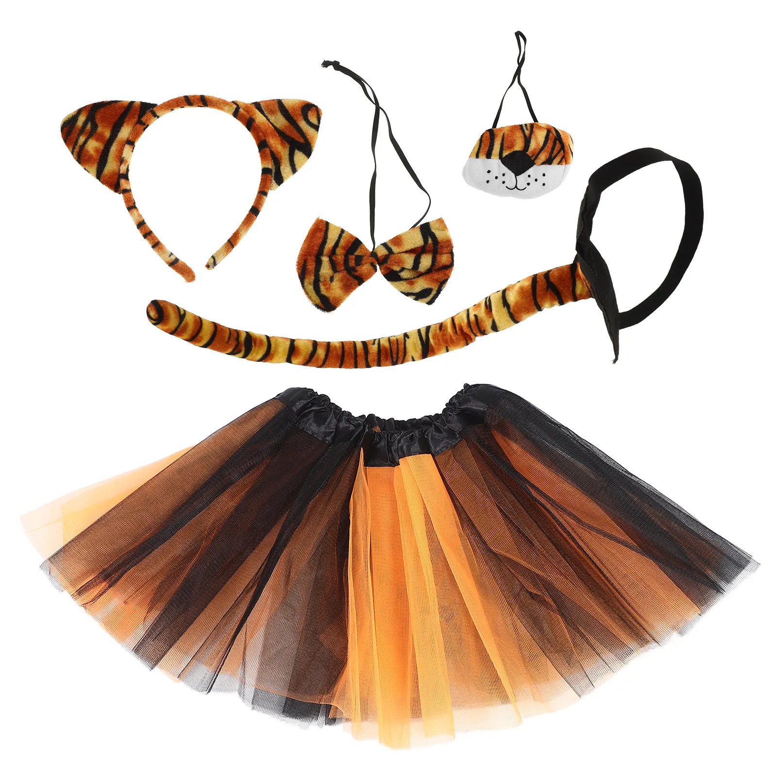 

Костюм для детей на Хэллоуин: повязка на голову с тигровыми ушками, носом и хвостом, юбка-пачка, карнавальный набор для малышей, уши животных