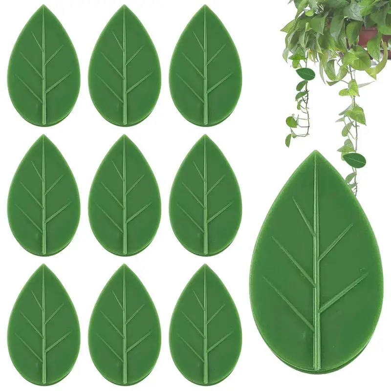 

Vines Support Clips 10PCS Invisible Self-Adhesive Wall Vines Clips Green Vines Clip For Gardens Yards Stores Leaf Shape Clip For