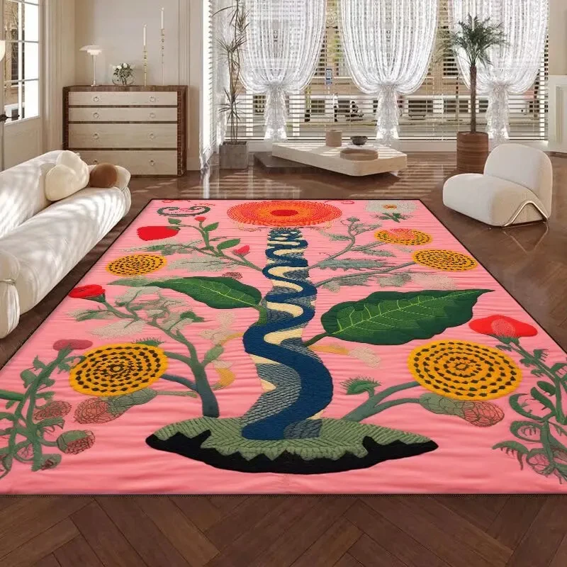 

Colorful Living Room Carpet Floral Luxury Carpet Room Decor for Bedroom Washroom Non-slip Floor Mat Cartoon Abstract Art Rugs