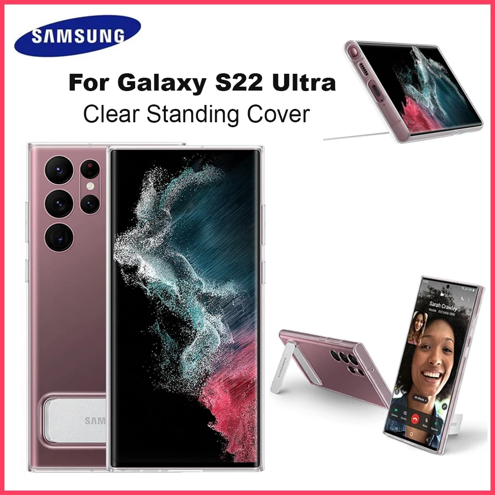 

Original Samsung Galaxy S22 Ultra Clear Standing Cover Transparent Protective Case for Galaxy S22Ultra Clear Standing EF-JS908