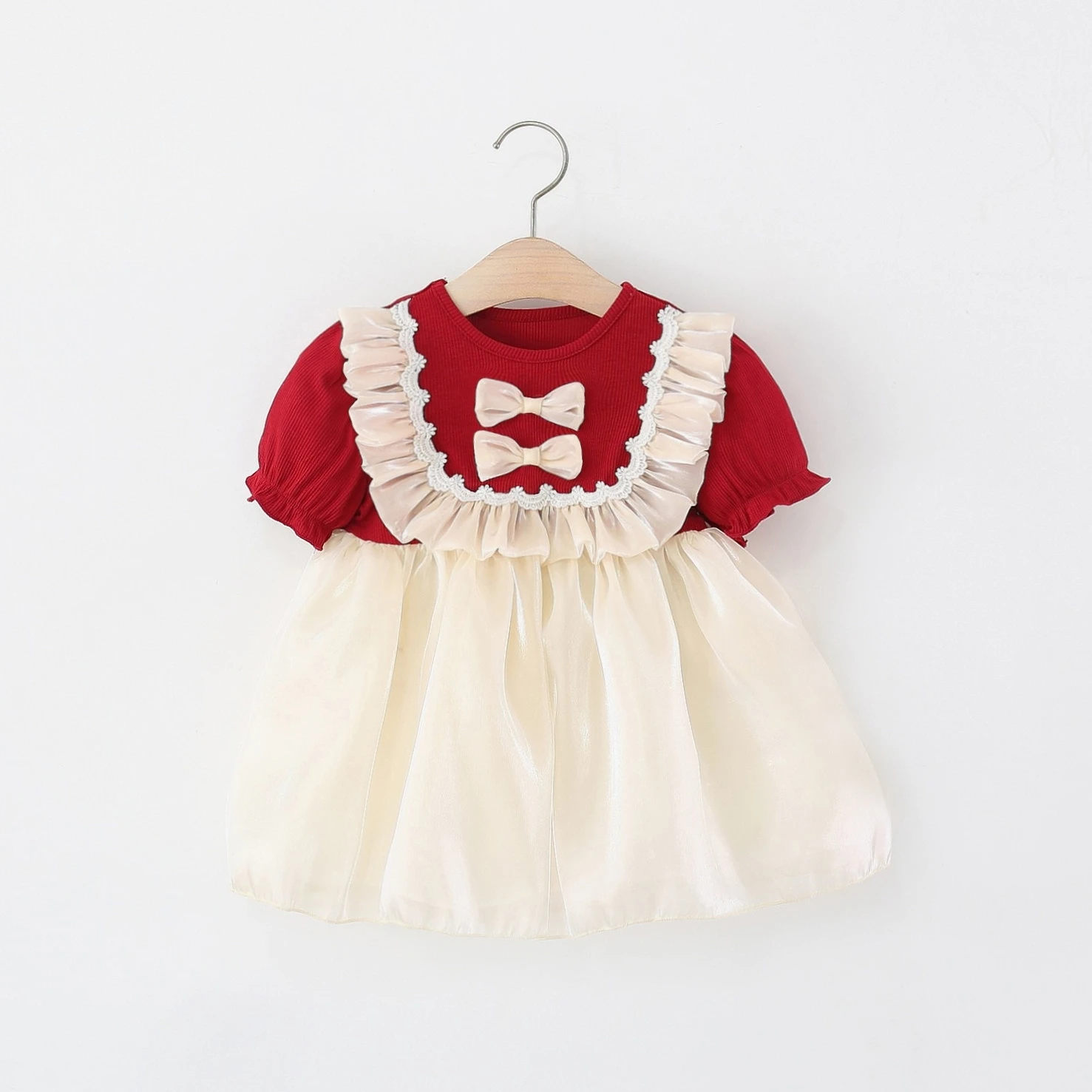 

Summer Princess Dress Girl Red Evening Party Dress Outfit Comfortable Bow Dress