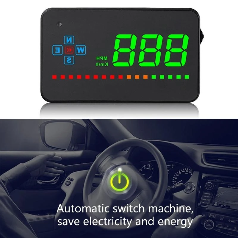 Head Up Display HUD-Reflective Windshield Multifunctional Speedometer Speeding Scanner for Smart Digital Alarm Car U