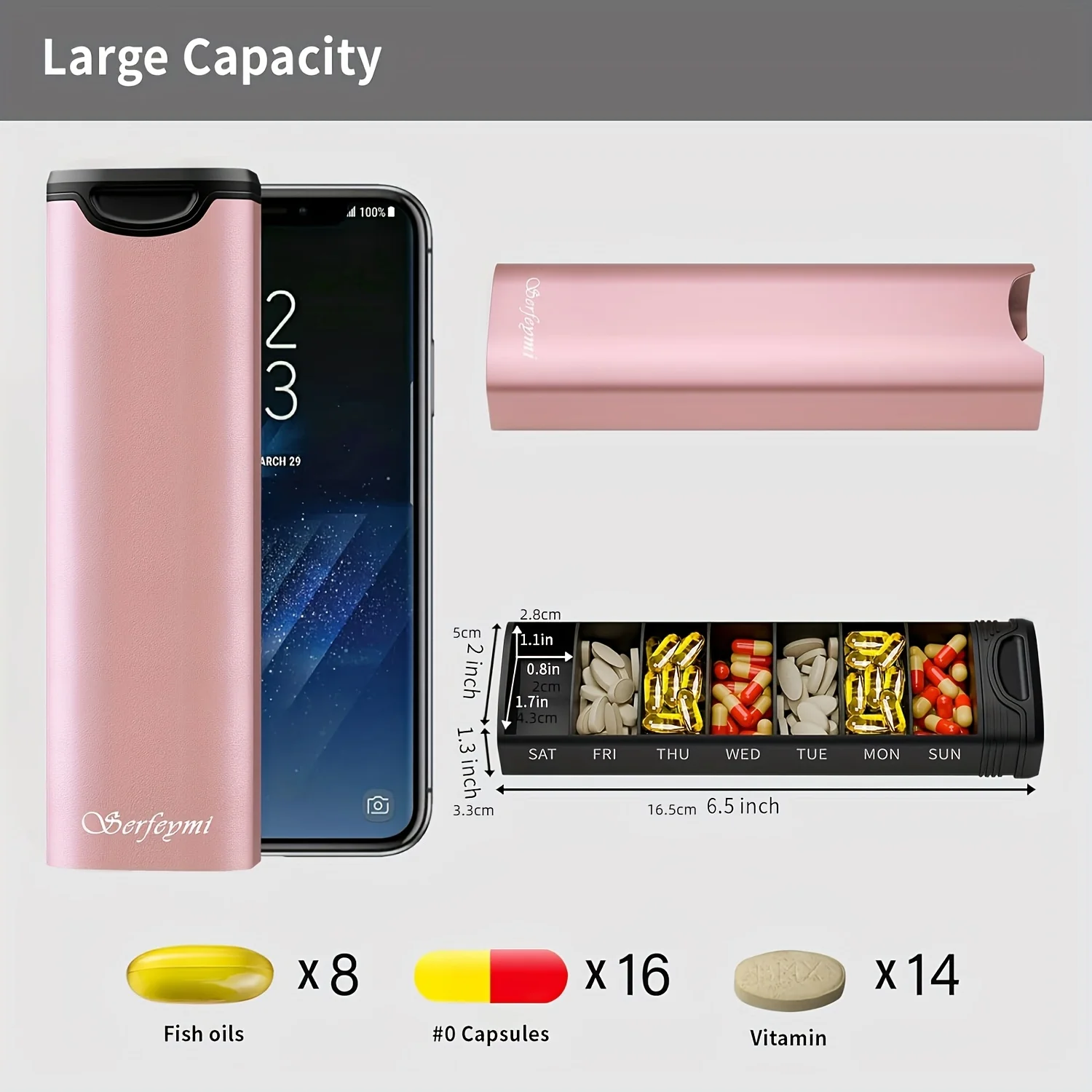 منظم حبوب الدواء الأسبوعي المعدني من سيرفيمي - علبة حبوب السفر لمدة 7 أيام مع حشية احتياطية | صندوق دوسيت وحامل الأجهزة اللوحية والطب #6