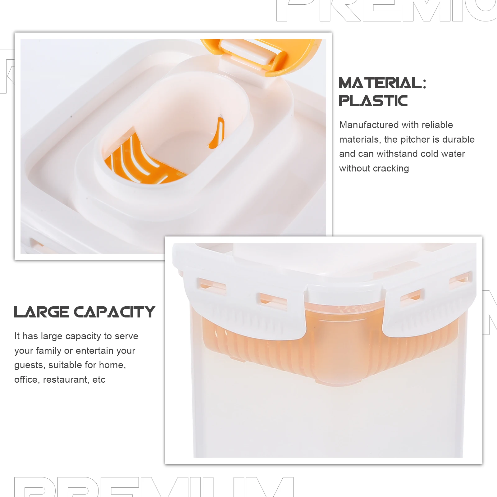 

1 Large Capacity Water Pitcher Food Grade Plastic Bpa Free Fridge Safe for Cold Drinks Juice Tea Coffee Household Kitchen Use