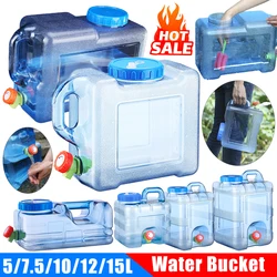 5/7.5/10/12/15L Camping Water Container with Faucet Water Carrier Canister Portable Large Capacity Tank Outdoor Water Bucket