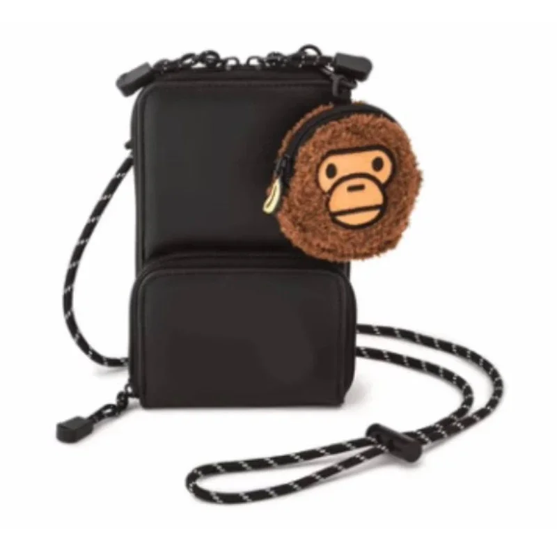 2PCS Japan Camouflage Black Monkey Cell Phone Bag Coin Purse Shoulder Bag Crossbody Bag Fashion Toys