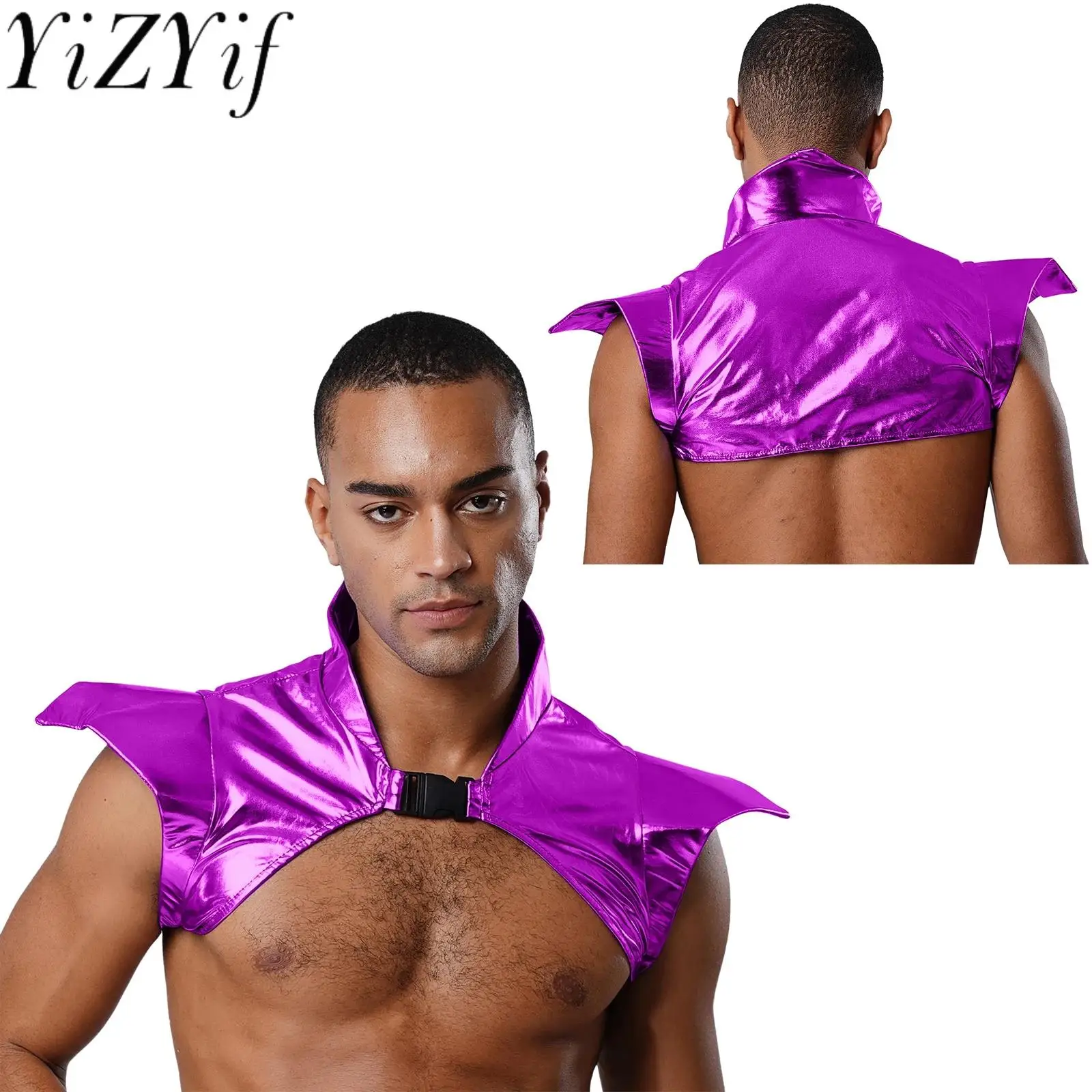 

Men Metallic Gothic Warrior Cosplay Armor Shrug Steampunk Shoulder Epaulet Collared Pauldron Halloween Party Carnival Cape