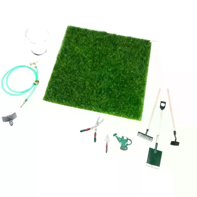 1 Set Simulation Dollhouse Miniature Shovel Hoe Pitchfork And Water Pipe Repair Tool Play Fairy Garden Accessories Farming Tools