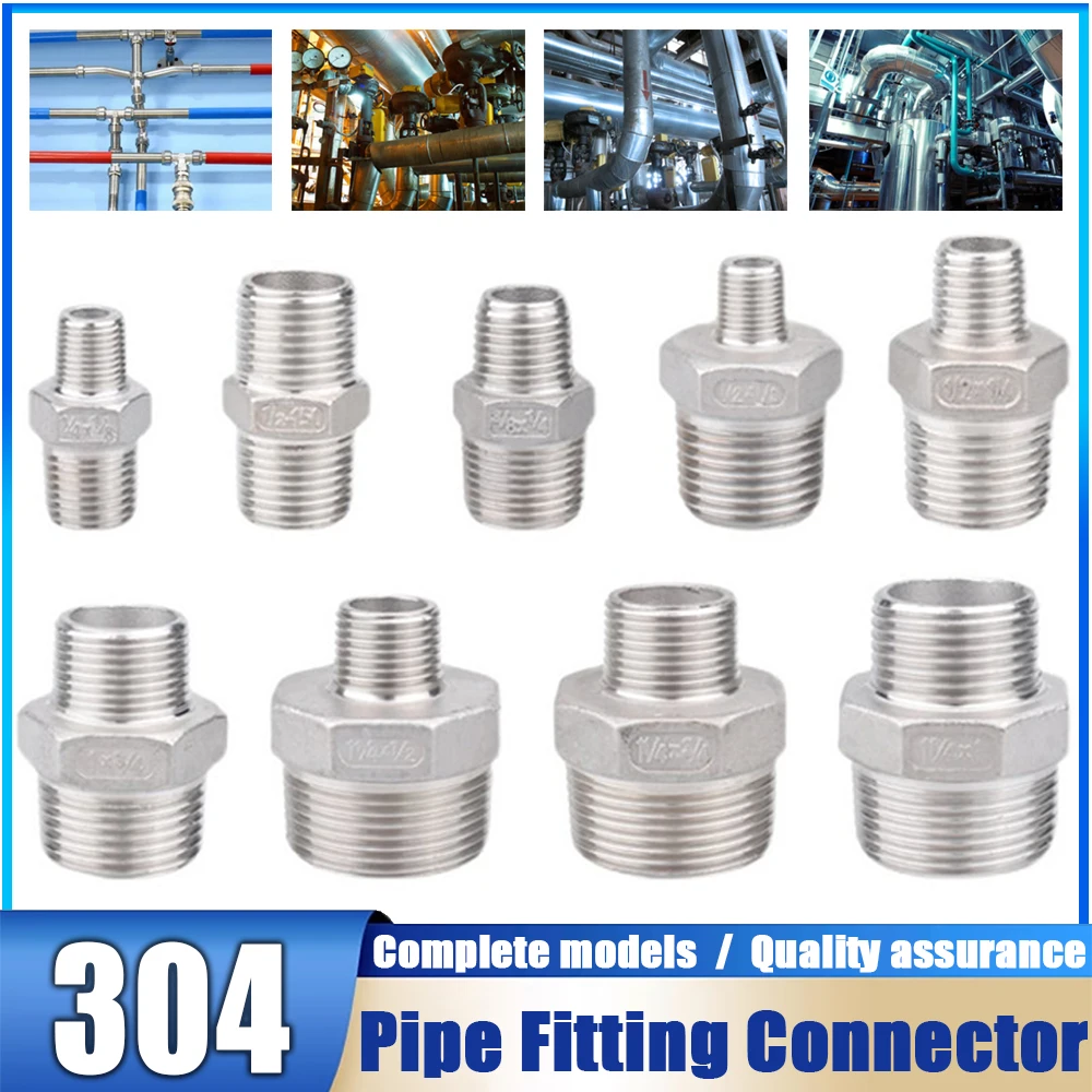 DN6 DN8 DN10 DN12 DN50 Male x Male Thread 304 Stainless Nipple Union Pipe Fitting Connector Coupler water oil air Thread Adapter