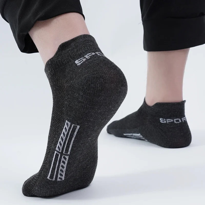 5 Pairs/Set Men Ankle Socks High Quality Cotton Sports Socks Breathable Thin Cut Short Plus Size Mesh Casual Athletic Sock