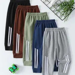 어린이 와플 단색 스포츠 바지, 소년 캐주얼 조커 하룬 바지, 탄성 허리 러닝 바지, 소녀 패션 바지, 1/3 개