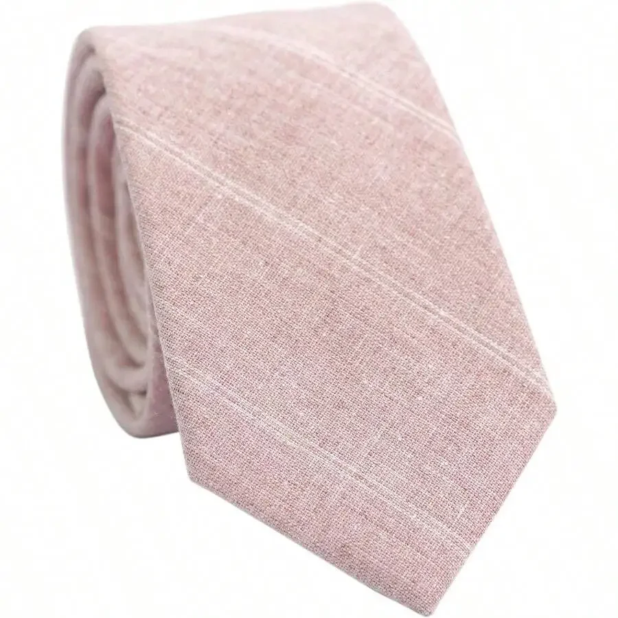 

2.5 Inch Mens Cotton Linen Necktie Solid Color Smart Casual Tie