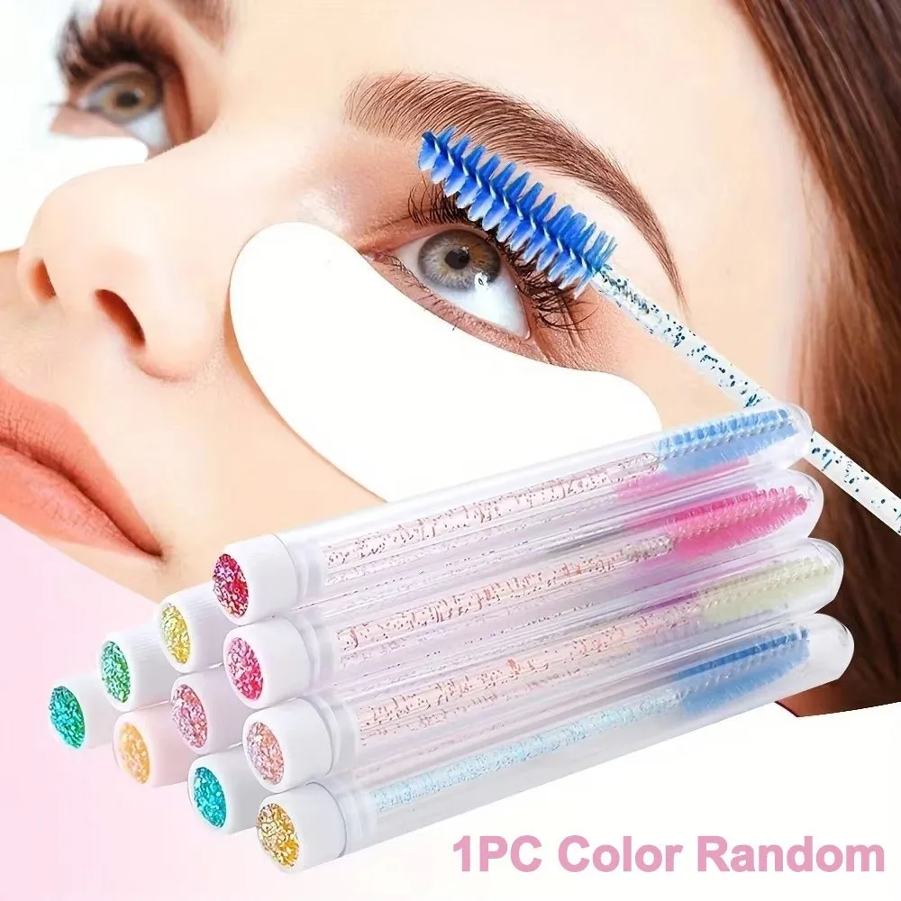 New Sparkling Eyelash Brushes In Tubes With Container Case Eyelash Spoolies Reusable Mascara Wand Makeup Tools