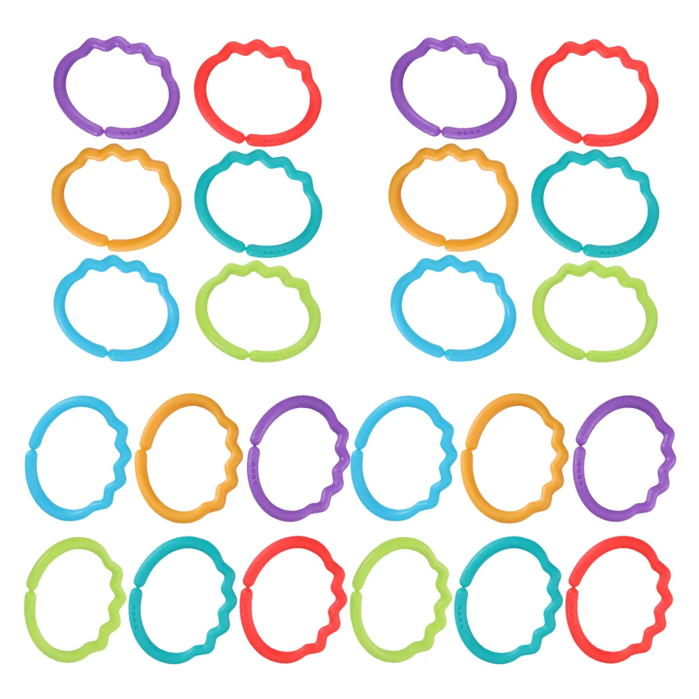 24 Pcs Toddler Stroller Finger Connecting Ring Baby Toys Crib Molar Playthings Infant Hand Hold Rings