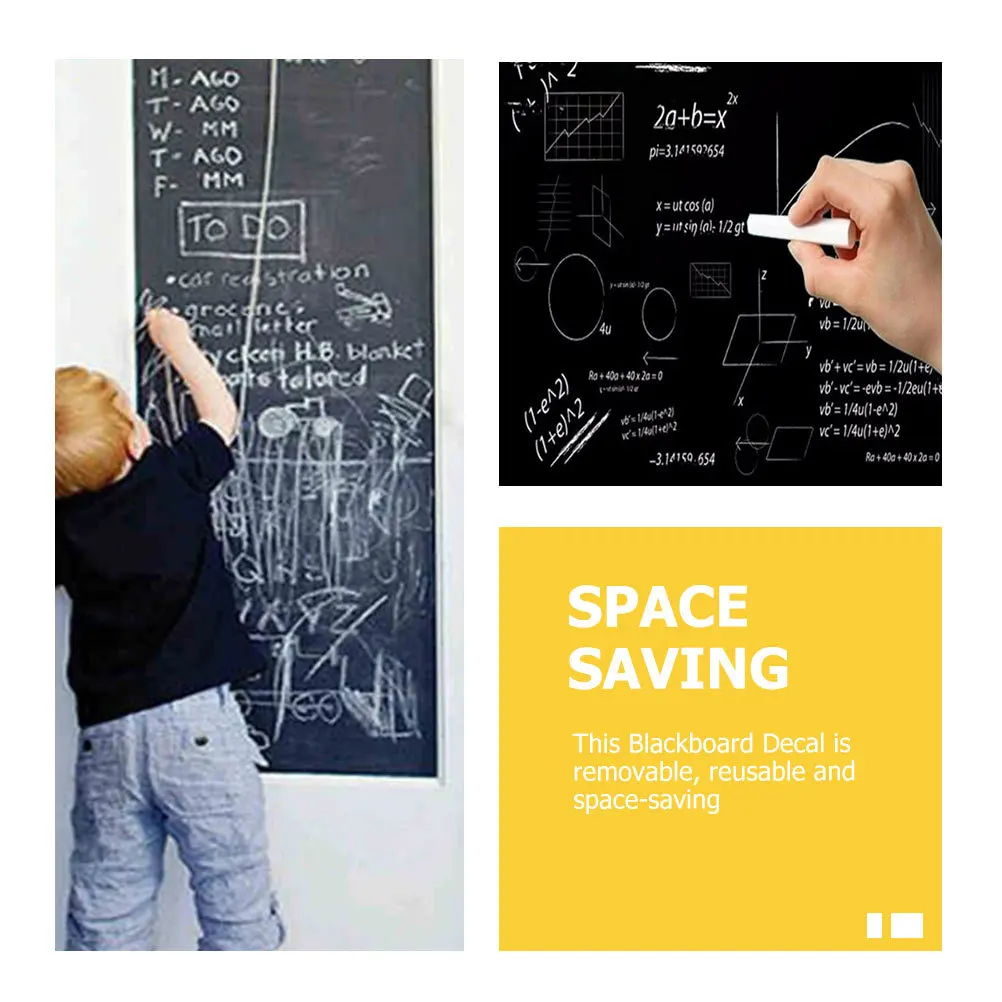 

2 Rolls Removable Writing Stickers Chalkboard Blackboard for Labels Tools Paper Wall Mural