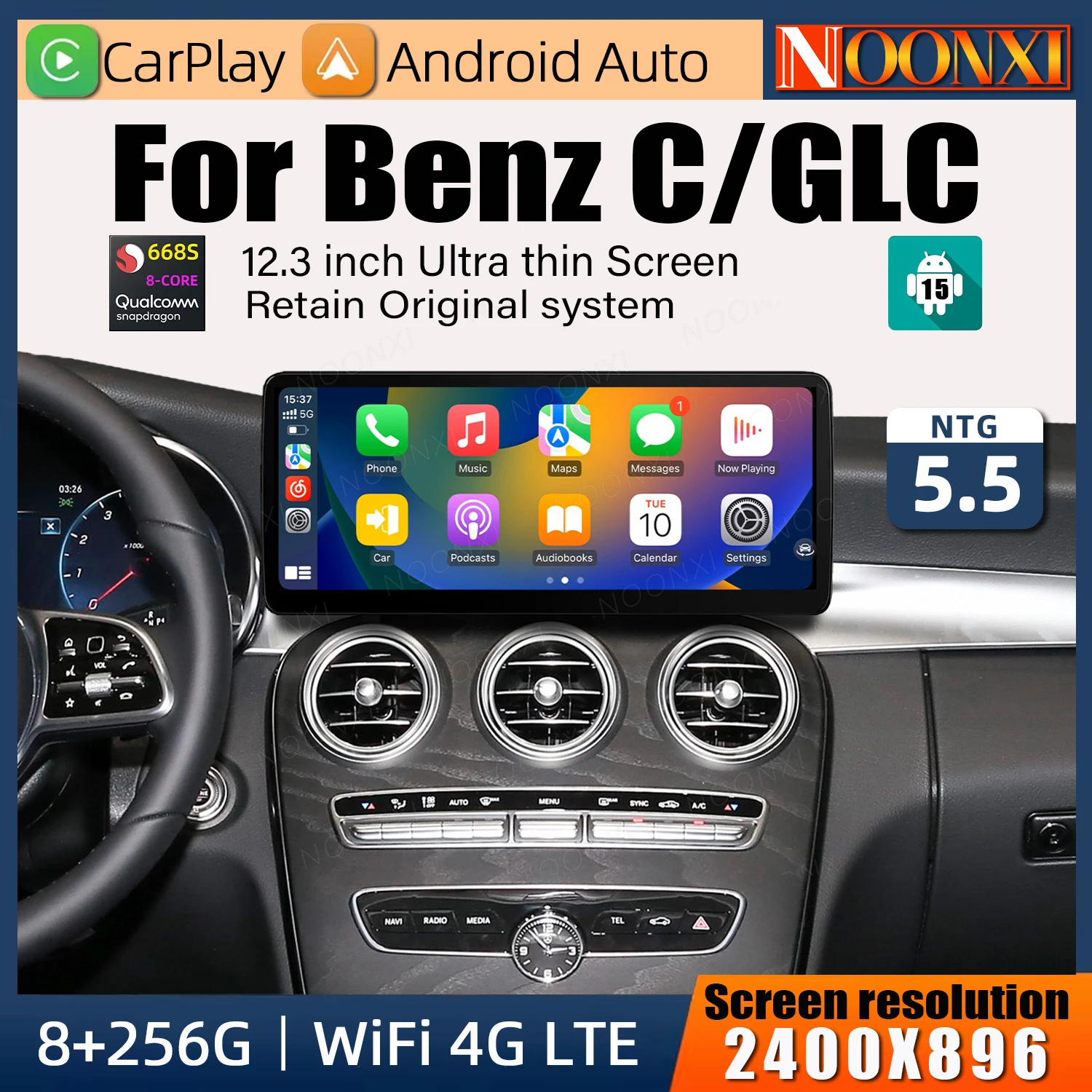 Android15 Car Radio For Mercedes Benz C Class GLC W205 S205 Wireless Carplay Android Auto Automotive Multimedia Video Player DSP