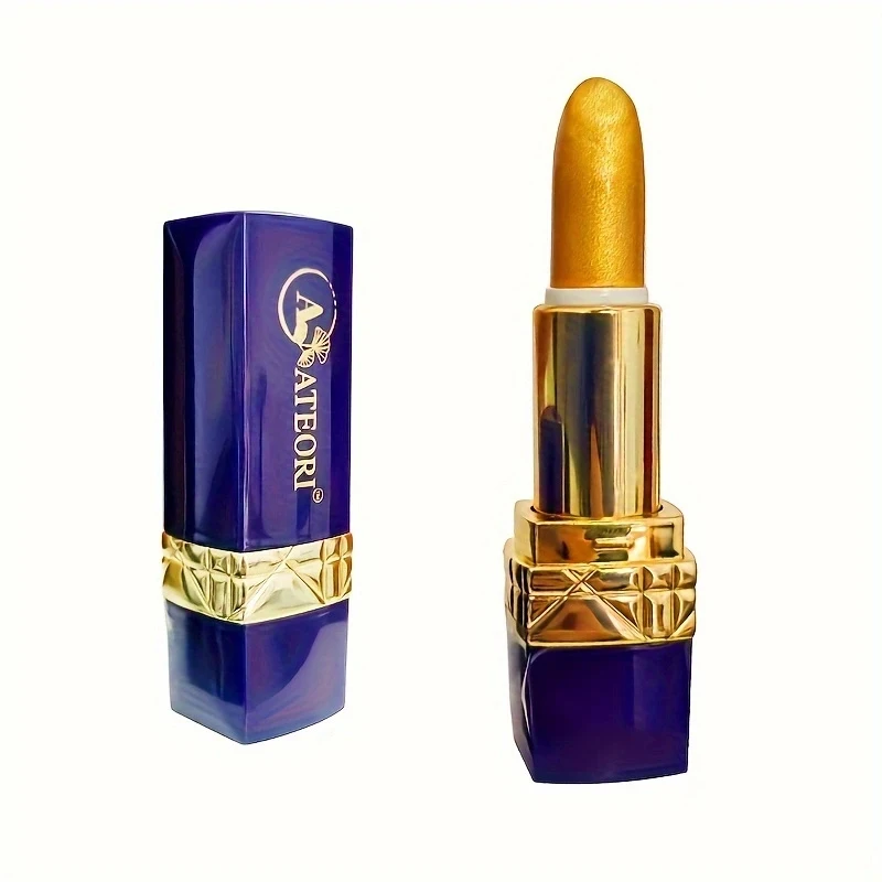 1 Luxurious Premium Gold Bar Lipstick: Waterproof Moisturizing Long-Lasting Matte Velvet Feel Small Brick Lipstick Luxurious And