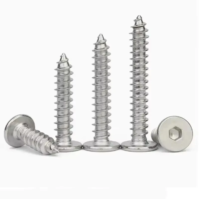 CA 304 Stainless Steel Large Flat Head Plum Tapping Screw Thin Head Star Pointed Tail Wood Screw M2-M6