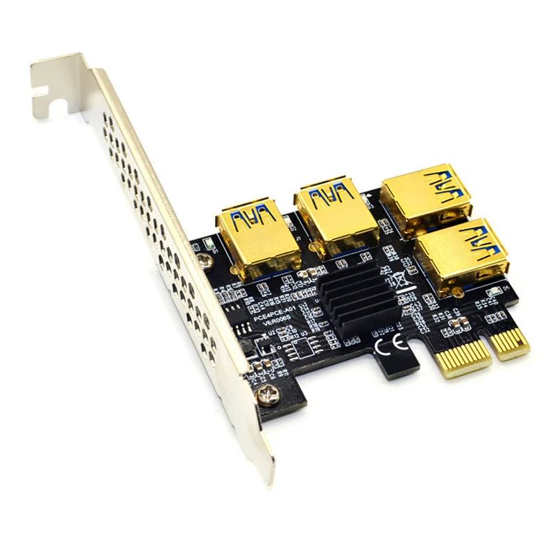 

CS-PCI-E 1 To 4 Expansion Card PCI-E 1X To PCI-E 16X 4 Port USB3.0 Graphics Adapter Expansion Card For BTC Mining