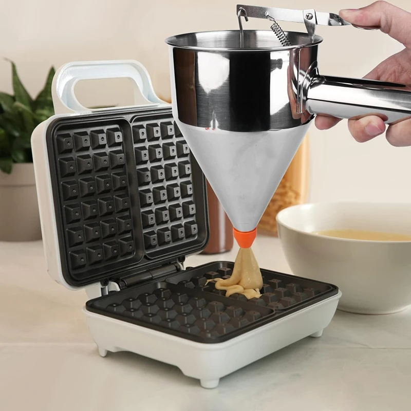 Stainless Steel Funnel Dispenser with Holder Rack Dough Pancake Dispenser Octopus Balls Batter Baker Cooking Kitchen Accessories