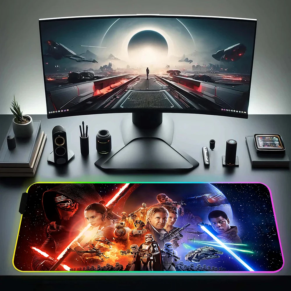 Imagem -02 - Star Wars Mouse Pad com Luz Led Rgb para Gamer Teclado Mouse Pad Borracha para Jogos de Computador