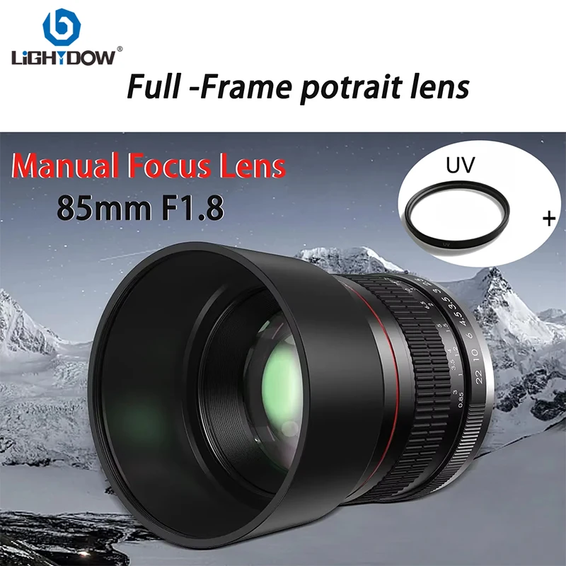 Lightdow 85mm F1.8 Manual Focus Lens+UV Filters for Canon EF Nikon F Mount SLR Camera Canon RF Nikon Z Sony E Mount Camera