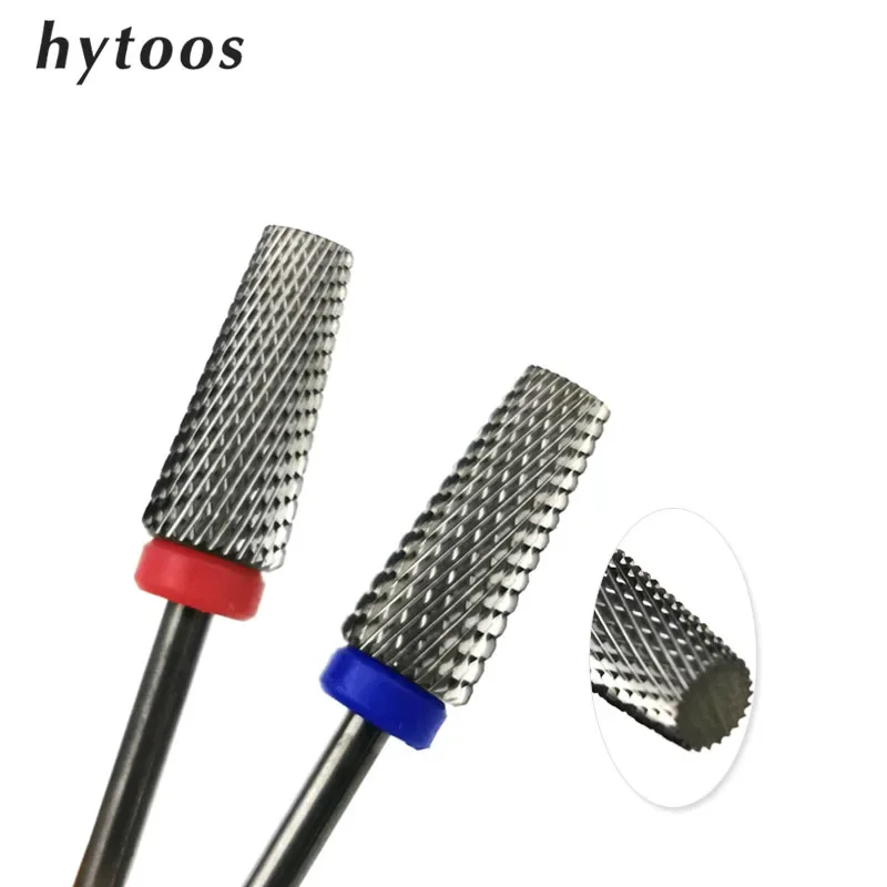 HYTOOS Flat Tapered Cross Teeth Bit 3/32 Carbide Nail Drill Bits Remove Gel Manicure Cutter Electric Drills Nails Accessorie