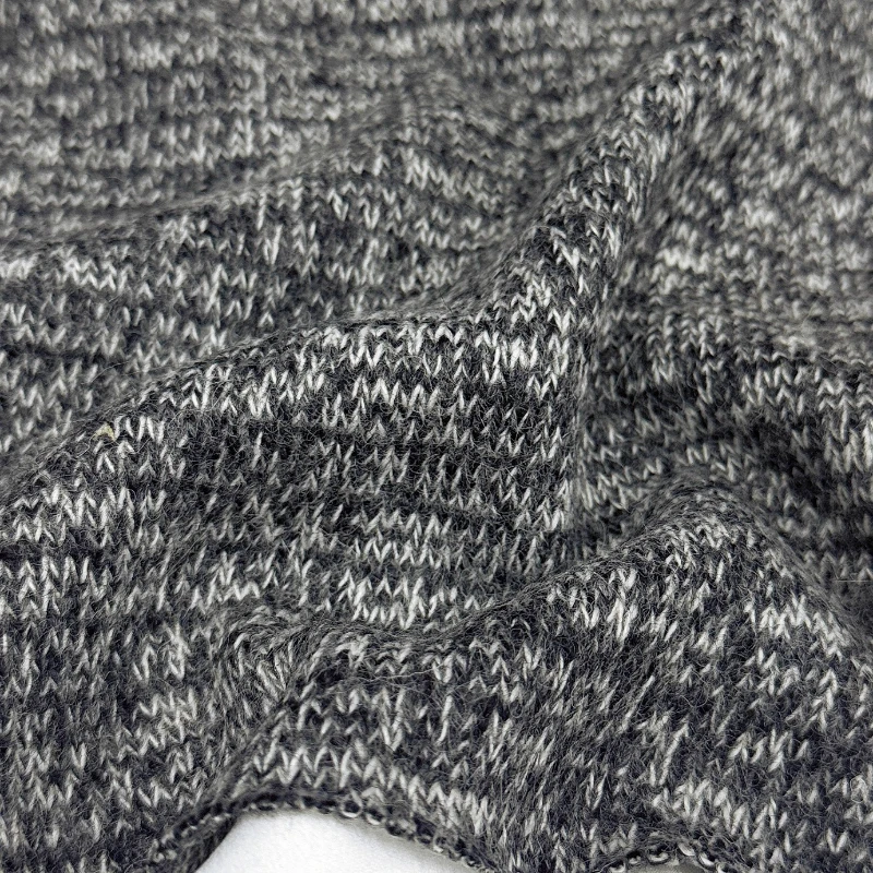 

Knitted Wool Fabric Sewing Smoke Grey Herringbone Textured Chunky Warm Handmade for Skirts Cardigans Designer Crafts Materials