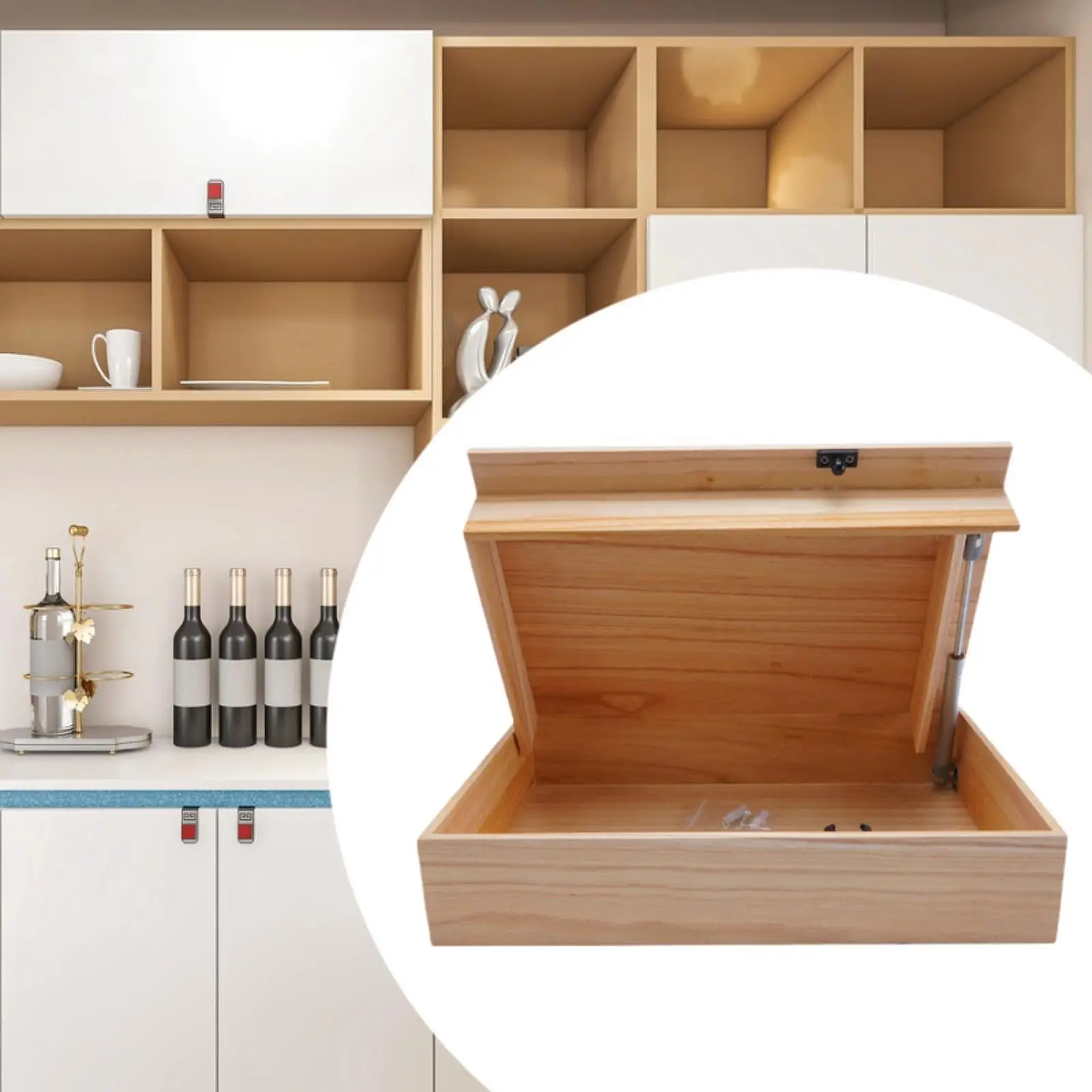 

Wall Shelf with Compartment Cabinet Rack Space Saving Book Holder Wall Mounted Drawer Home Decor for Dorm Apartment Kitchen