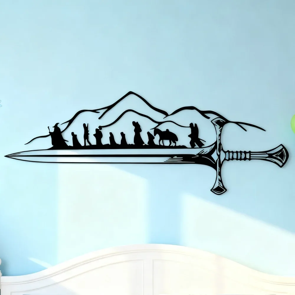 1pc the Fellowship of the Ring Metal Wall Art Retro Iron Silhouette Mural Fantasy Theme Home Decor