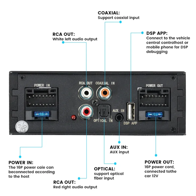 

High Quality 4X50w Car DSP Amplifier Processor Support 10 EQ Sound Effects Digital Sound Processors Plug And Play Audio Power Am