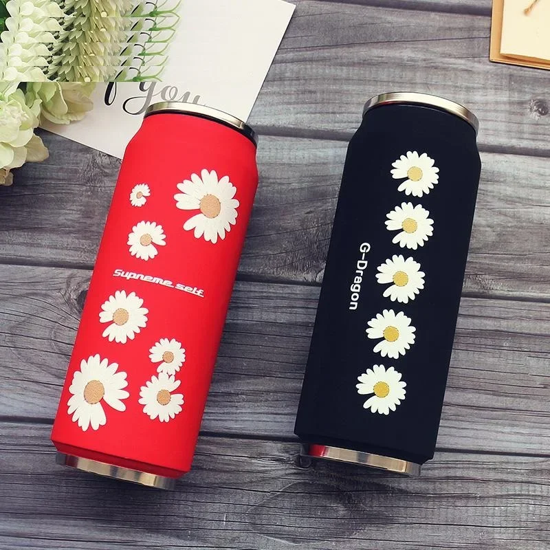 Daisy Stainless steel Thermos Japan Juice Candy Color Drink Cans Thermos Portable Unisex Students Personality Trendy Straw Cup