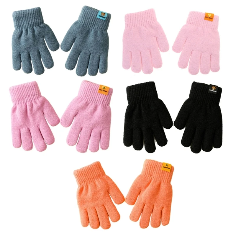 

Insulated Kids Gloves Double Layer Hand Warmers for Autumn/Winter Five Finger Handwear Hand Protectors for Kids