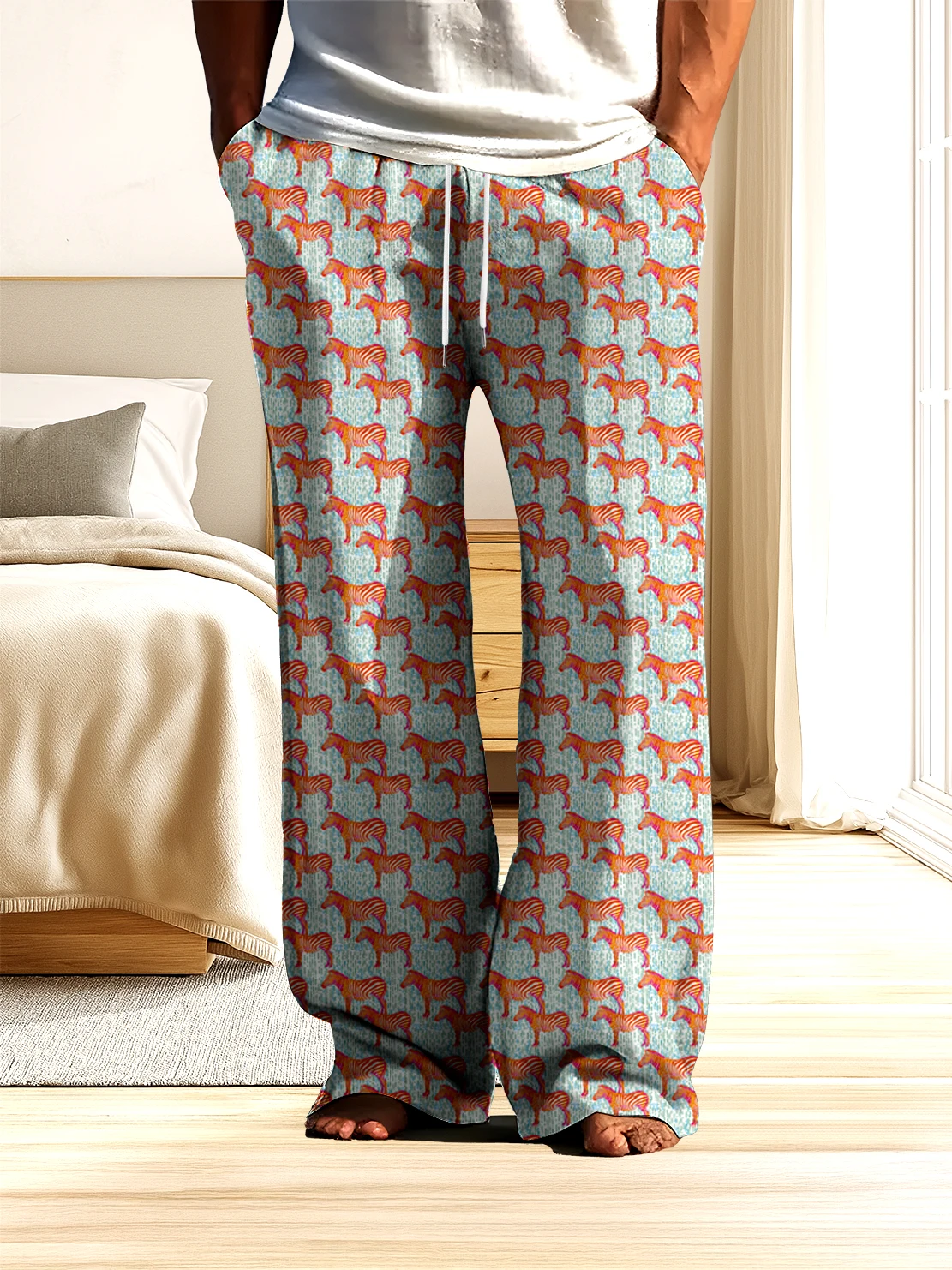 

Мужские брюки с 3D цифровой печатью зебры, быстросохнущие и не выцветающие, модные и удобные повседневные брюки для улицы.