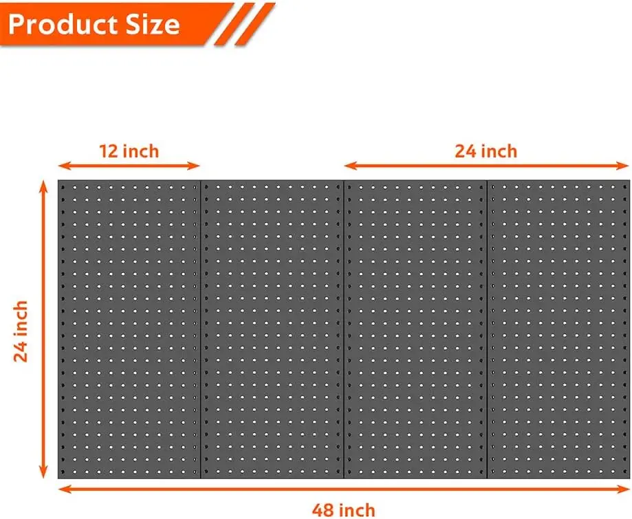 4 Pcs Metal Pegboard Wall Panels, Peg Boards for Garage Tool Storage