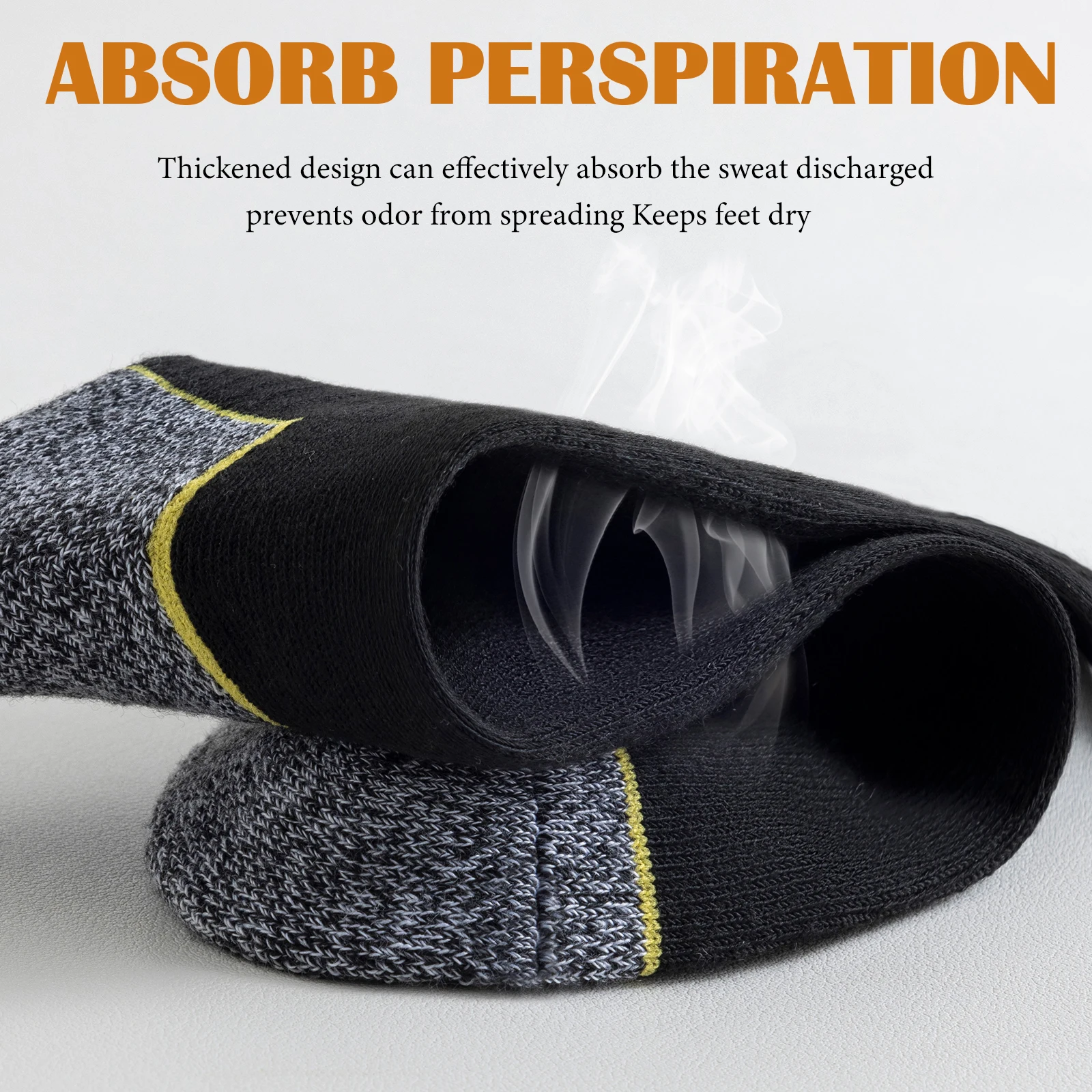 10 pares de calcetines para botas de trabajo, calcetines acolchados que absorben la humedad para hombres, puntera sin costuras, plantilla reforzada para mayor durabilidad