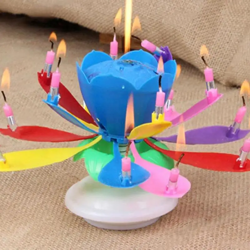 Lotus Candle Rotating Lotus Musical Candle Electric Birthday Cake Candles Flower Candle Reusable Birthday Candle Birthday Candle