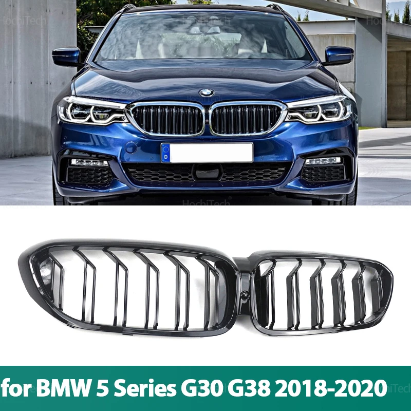 

Для BMW 5 серии G30 G31 G38 525I 530I 540I 550I 2016-2019 аксессуары автомобильный глянцевый черный гриль для почек с двумя планками гоночный гриль