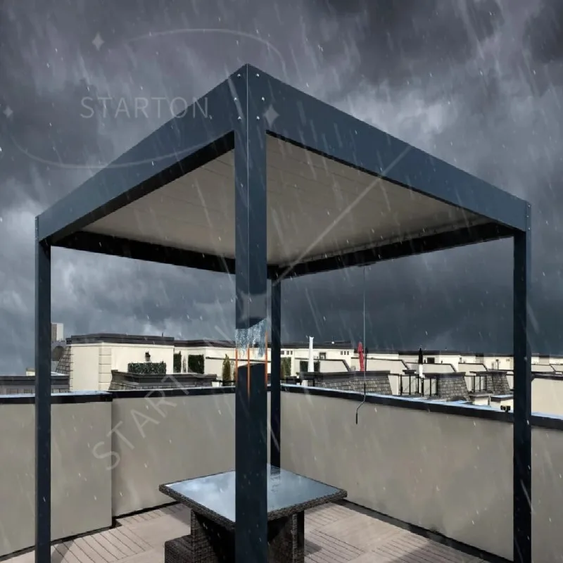 Bioclimatic Aluminum  Pergola Customized Size with Electric  Screen Set Louvered Pergola Aluminum Pergola 6063 T5 Gazebo Canopy