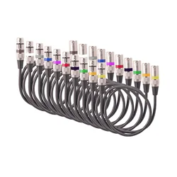 10pcs 1.5M/5ft XLR Cable DMX Stage Light Cable 3-Pin XLR Male to Female Plug Black PVC Jack Mic Cable 3-Pin Balanced