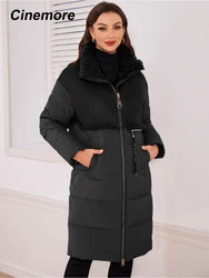 Cinemore Women's Jacket Winter 2024 Warm Long Parkas Hooded Outerwear Female Clothing Fashion Down Jacket Women Coat Unisex 1041