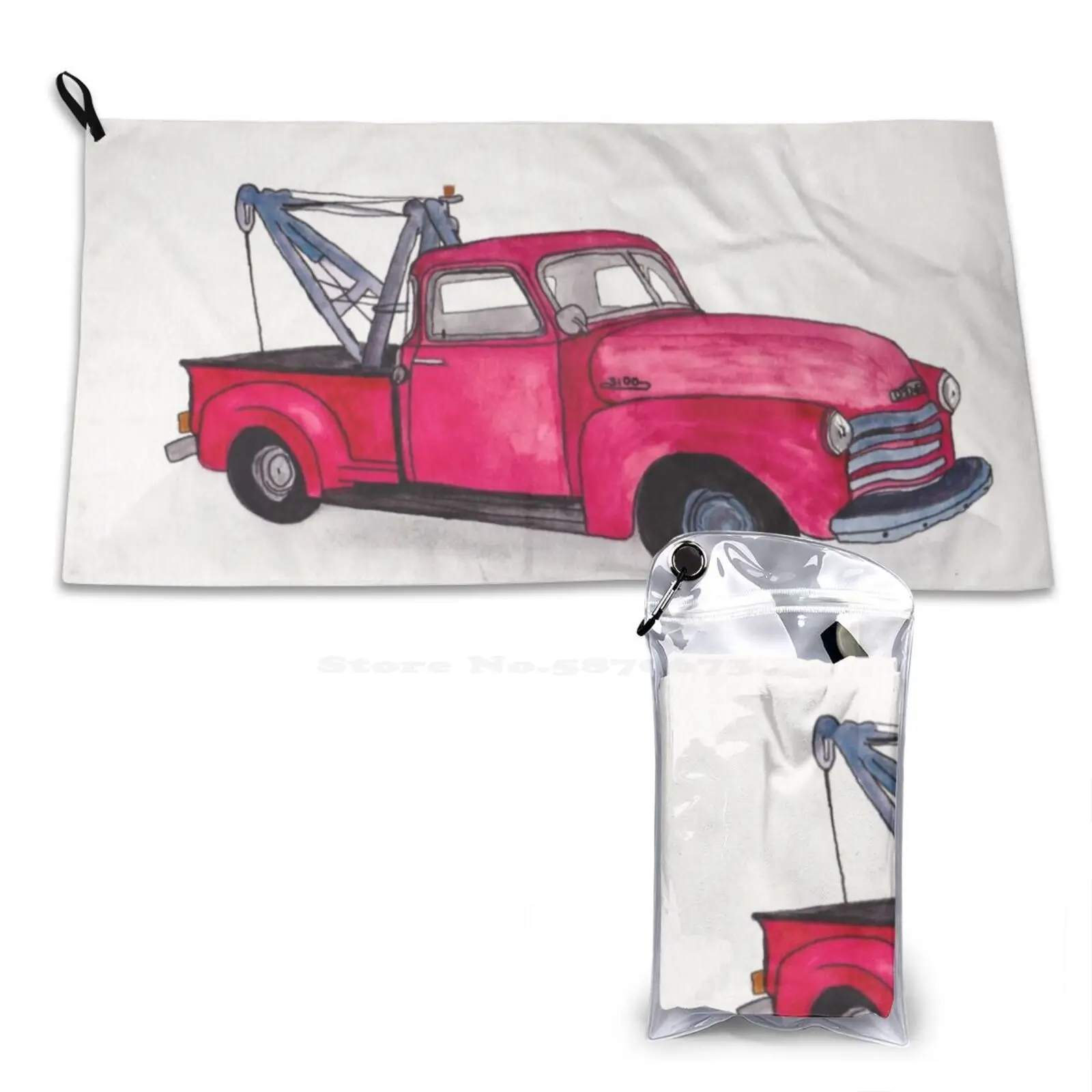 Tow Truck Sport Towels Outdoor Hiking Cycling Swimming Pickup Tow Old Trucks Car Red Century