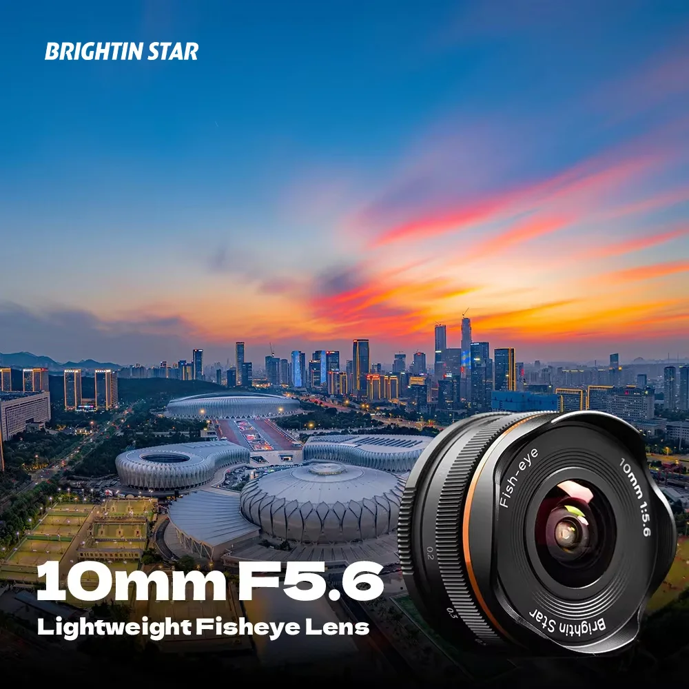Brightin Star 10mm F5.6 ojo de pez gran angular APS-C lente de cámara sin espejo para Sony ZV-E10 A6400 para Fujifilm Canon EF-M Nikon Z