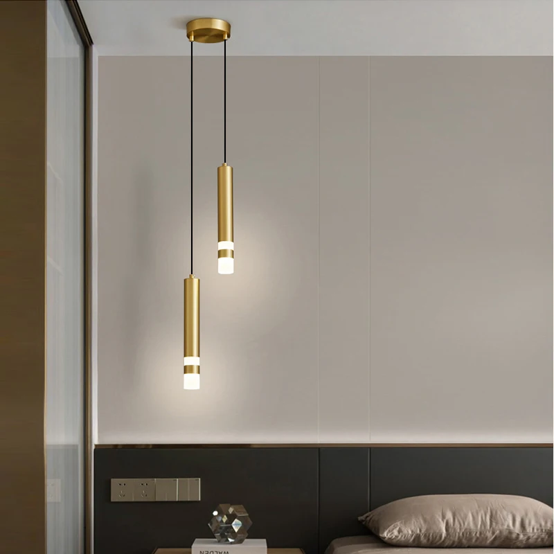 

New Minimalist LED Chandeliers Nordic Pendant Light Black Gold Bedside Hanging Lamp for Living Room Bedroom Bar Decor Suspension