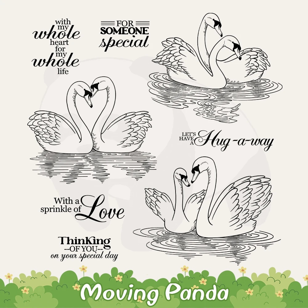 Spring Day Swimming Goose Couple Cutting Dies Clear Stamp DIY Scrapbooking Metal Dies Silicone Stamps For Cards Albums Decor