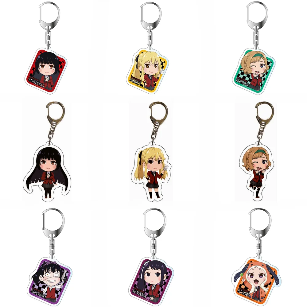 Kakegurui Yomotsuki Runa Jabami Yumekoi Cute Anime Keychains Anime Keyrings Bag Tag Cos Accessory