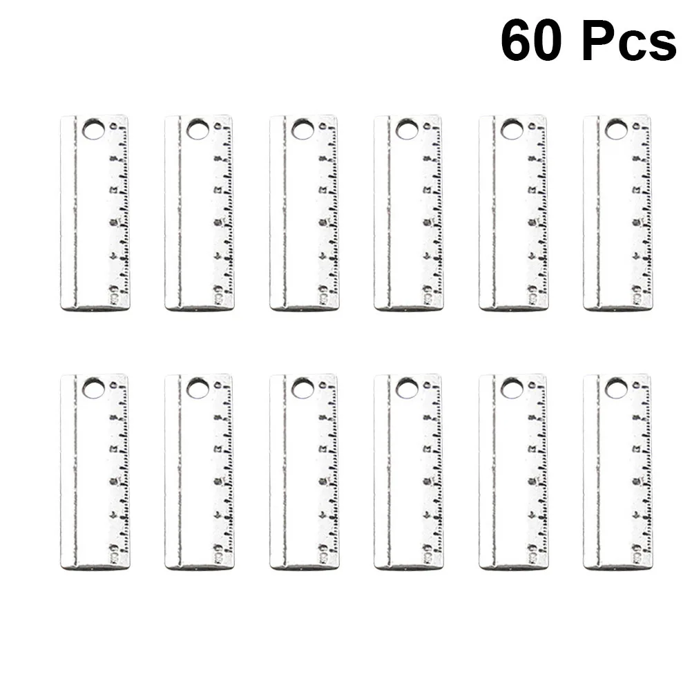 

60Pcs Silver Unique Ruler Pendant Mini Charms Alloy DIY Jewelry Making Accessories for Necklace Bracelet Pendant Charm