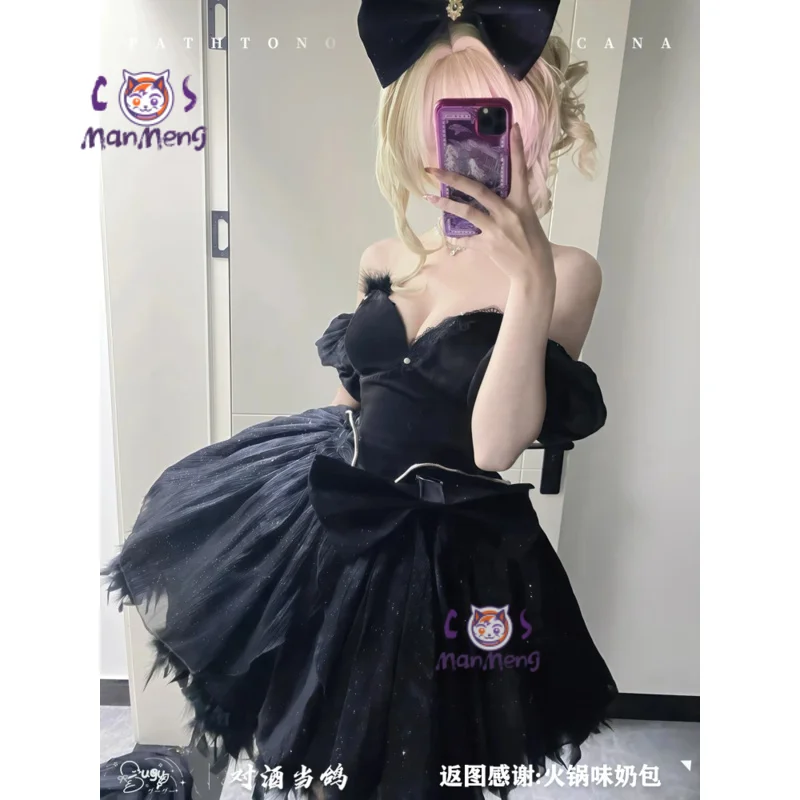 

Игра «Путь в никуда» MBCC-S-301 Бьянка, косплей, костюм «Голова мисс яблока», сексуальное черное платье на Хэллоуин, парик, реквизит, женский комплект