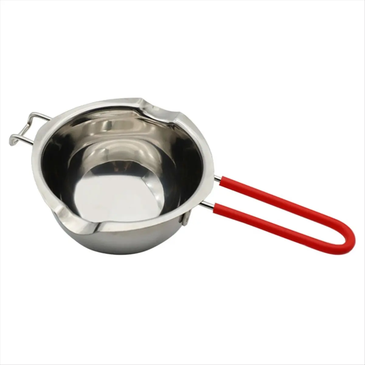 ABZT 400ml Chocolate Melt Pot, Stainless Steel Melt Bowl Suitable for Candy Making Double Nozzle with Front Hook Red